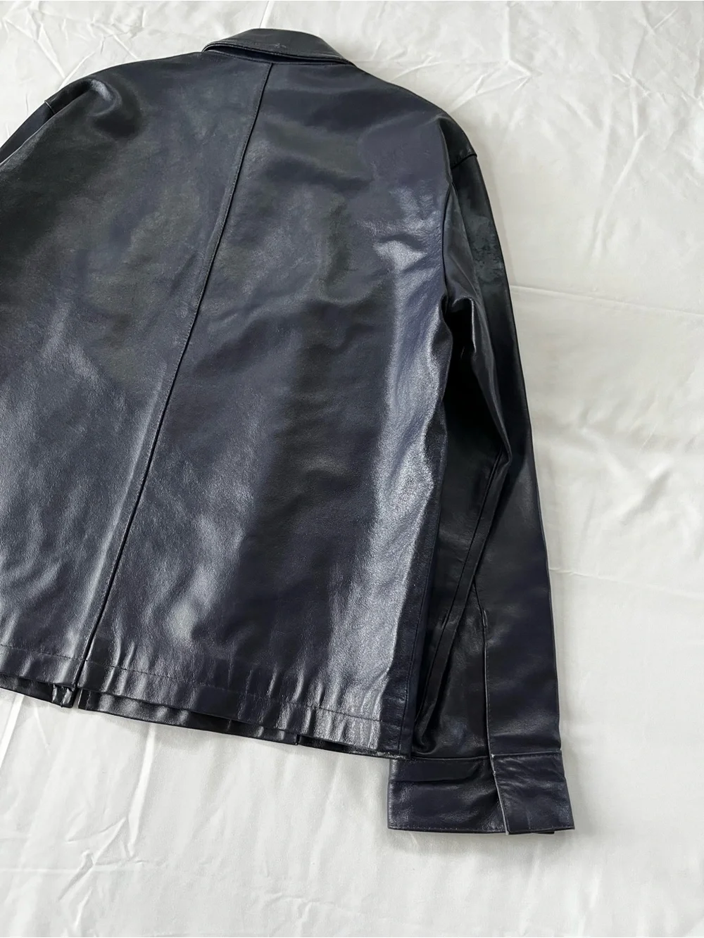Kenneth Cole Men's Purple Leather Zip-Up Jacket